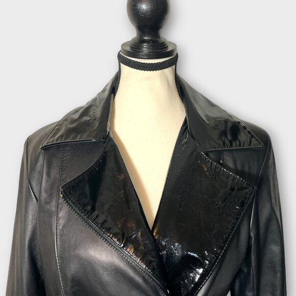 *RARE* Leather Moto Jacket Coat by Montreal Designer Veronique D’Aragon MEDIUM - Picture 5 of 9